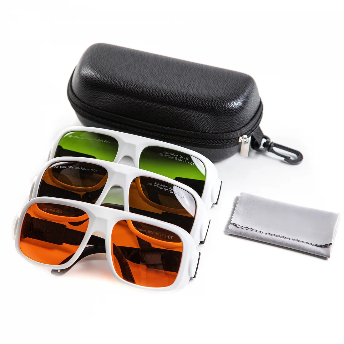 Protective goggles for laser work with adjustable arms